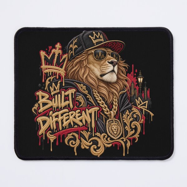Item preview, Lion Graffiti Embroidery – Built Different Urban Street Art designed and sold by Emoji Emblems.