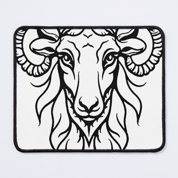 Item preview, Bold Black Ink Ram Head Tattoo Flash Design designed and sold by Qubivibe.