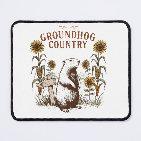 Item preview, groundhog country sunflower farm animal vintage illustration designed and sold by DariaOltes.