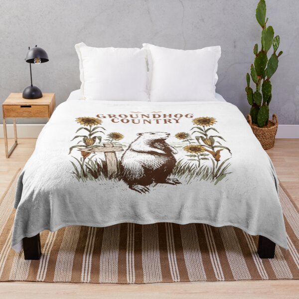 Item preview, groundhog country sunflower farm animal vintage illustration designed and sold by DariaOltes.