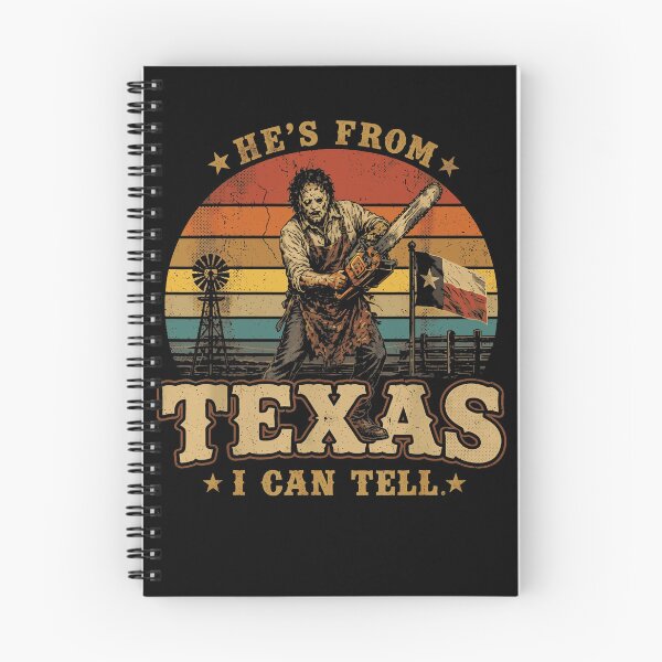 Item preview, Hes From Texas I Can Tell Leatherface Chainsaw Retro Sunset Stripes Horror Movie Fan Apparel designed and sold by Sendowart.