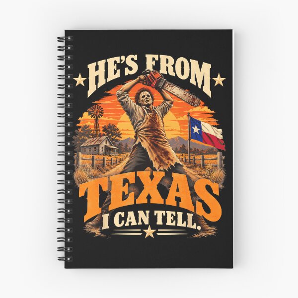 Item preview, Hes From Texas I Can Tell Leatherface Raising Chainsaw Sunset Farm Horror Movie Fan Apparel designed and sold by Sendowart.