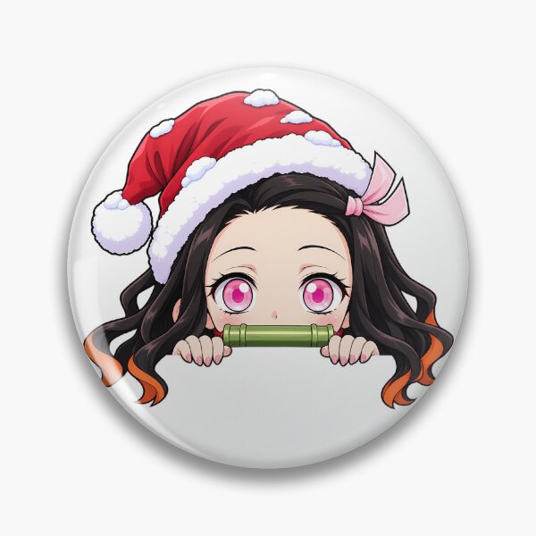 Item preview, Nezuko Kamado Demon Slayer Christmas Peeking Chibi designed and sold by mildaclairmo.