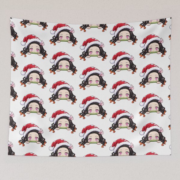 Item preview, Nezuko Kamado Demon Slayer Christmas Peeking Chibi designed and sold by mildaclairmo.
