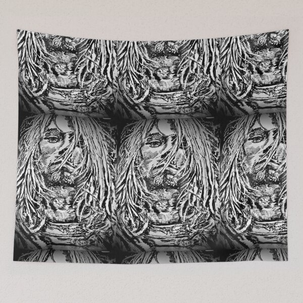 Item preview, Kurt Cobain Ink Portrait - Black and White Grunge Art designed and sold by Art by Fruitcake.
