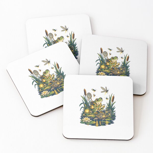 Item preview, Night Shift at the Pond Frog Field Notes Illustration designed and sold by QuietlyField.