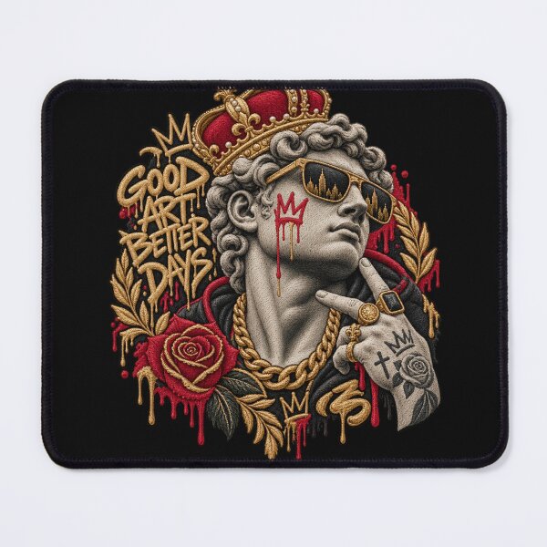 Item preview, Graffiti Statue Embroidery – Good Art Better Days Urban Streetwear Design designed and sold by Emoji Emblems.