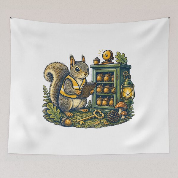 Item preview, Emergency Acorn Reserve Funny Squirrel Illustration designed and sold by QuietlyField.
