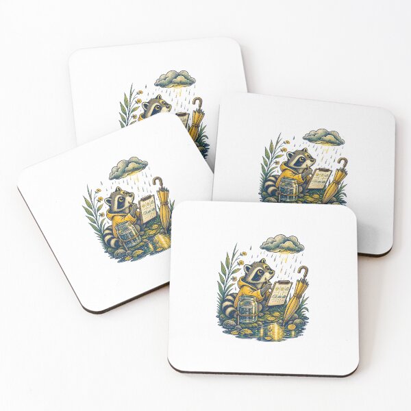 Item preview, The Raccoon Weather Bureau Funny Rainy Day Illustration designed and sold by QuietlyField.