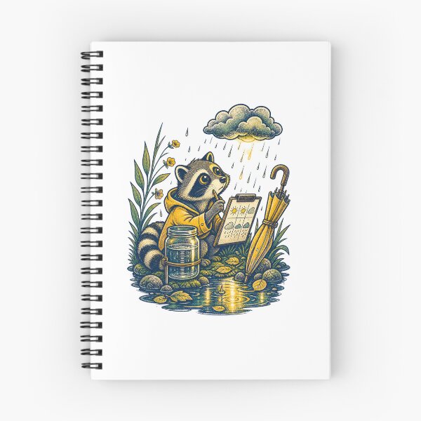 Item preview, The Raccoon Weather Bureau Funny Rainy Day Illustration designed and sold by QuietlyField.