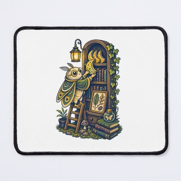 Item preview, Moth Librarian Moonlit Book Lover Illustration designed and sold by QuietlyField.