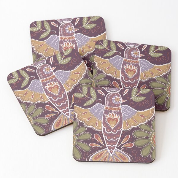 Item preview, Folk Hummingbird Mandala in Burgundy designed and sold by Fani*.
