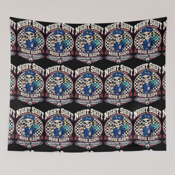 Item preview, Night Shift Respiratory Therapist Skull Skeleton Checkered Halloween RT Design designed and sold by ClinicalHubs.