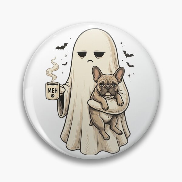 Item preview, Bored Ghost Holding Cute French Bulldog: MEH Coffee Mug Spooky Aesthetic designed and sold by DijaMar.