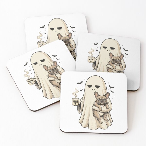 Item preview, Bored Ghost Holding Cute French Bulldog: MEH Coffee Mug Spooky Aesthetic designed and sold by DijaMar.