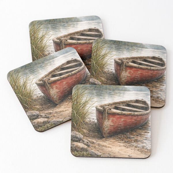 Item preview, Red Boat in Marsh designed and sold by Haleema Rauf.