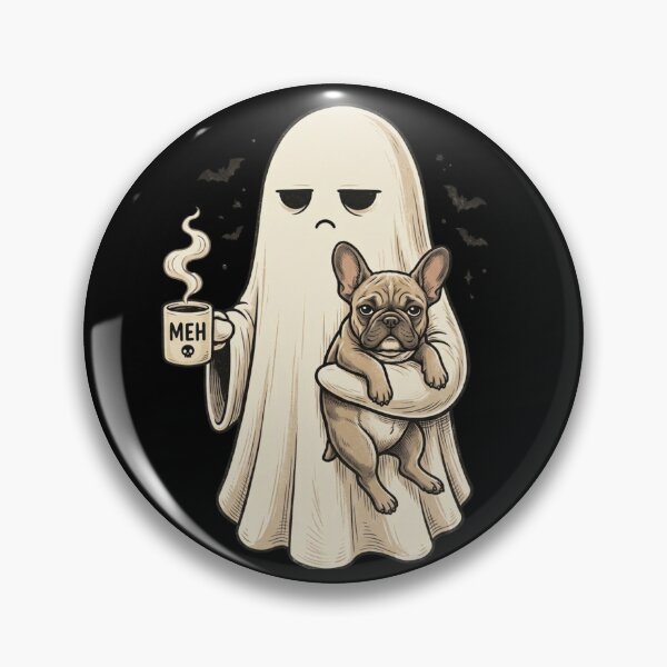 Item preview, Bored Ghost Holding Cute French Bulldog: MEH Coffee Mug Spooky Aesthetic designed and sold by DijaMar.