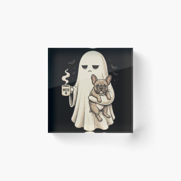 Item preview, Bored Ghost Holding Cute French Bulldog: MEH Coffee Mug Spooky Aesthetic designed and sold by DijaMar.