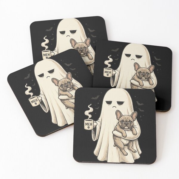 Item preview, Bored Ghost Holding Cute French Bulldog: MEH Coffee Mug Spooky Aesthetic designed and sold by DijaMar.