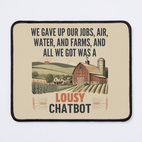 Item preview, Gave up Jobs, Water, and Farms, But All We Got Was a Lousy Chatbot designed and sold by SeaChangeDesign.