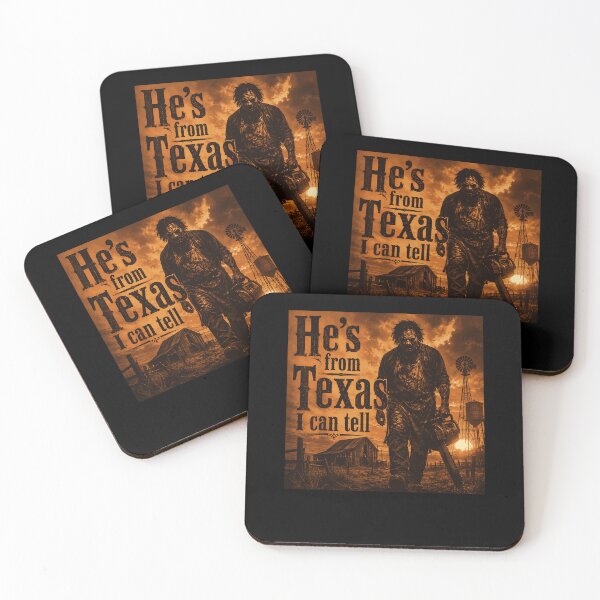Item preview, Hes From Texas I Can Tell Leatherface Walking Chainsaw Sunset Farm Realistic Horror Fan Apparel designed and sold by Sendowart.