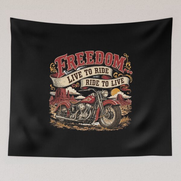 Item preview, Freedom – Live to Ride, Ride to Live Vintage Motorcycle designed and sold by Classic Chaos Creations.