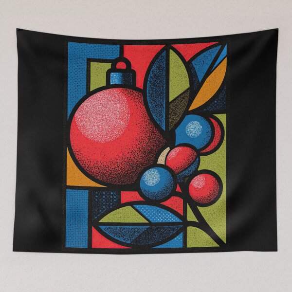 Item preview, Stained Glass Christmas Ornament with Winter Berries designed and sold by colorful-white.