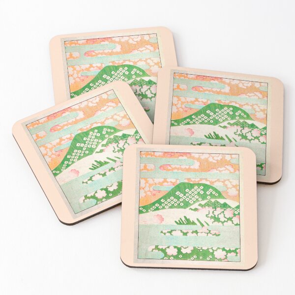 Item preview,  Vintage Pastel Japanese Woodblock Print Fuji & Sakura Pattern designed and sold by Kibatsu.