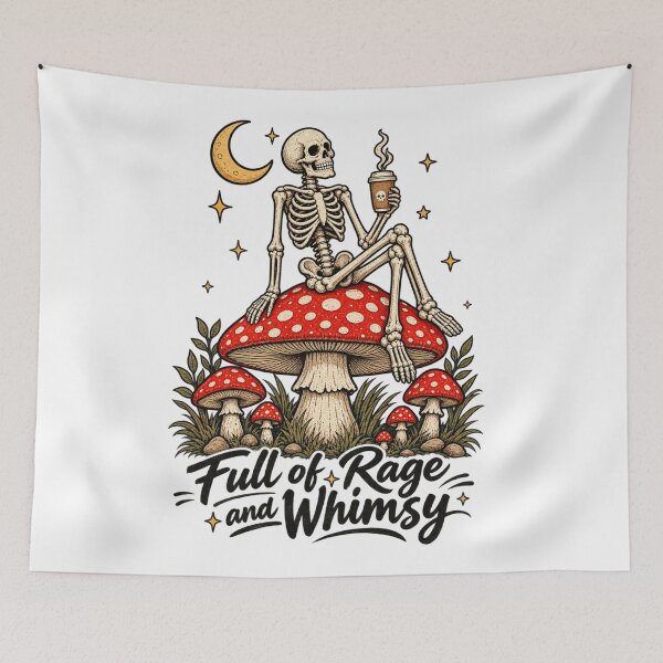Item preview, Full of Rage and Whimsy Skeleton Mushroom Halloween  designed and sold by first-shirt ⭐ ⭐ ⭐ ⭐ ⭐.