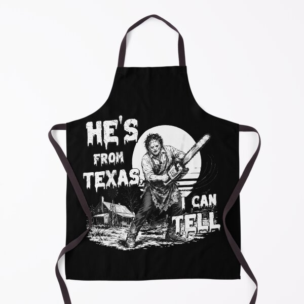 Item preview, Hes From Texas I Can Tell Leatherface Chainsaw Black White Dripping Horror Movie Fan Apparel designed and sold by Sendowart.