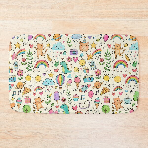 Item preview, Rainbow Cute Hand Drawn Doodle Seamless Pattern Collection designed and sold by ART ATTACK ZONE.