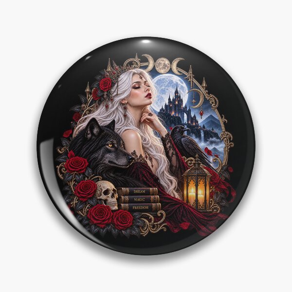 Item preview, Gothic Queen and Black Wolf – Dark Fantasy Portrait designed and sold by TroviTutto.