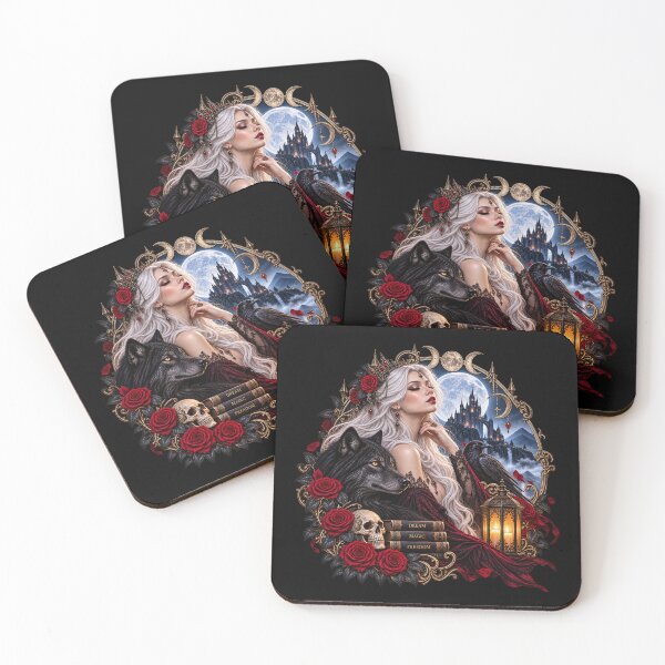 Item preview, Gothic Queen and Black Wolf – Dark Fantasy Portrait designed and sold by TroviTutto.