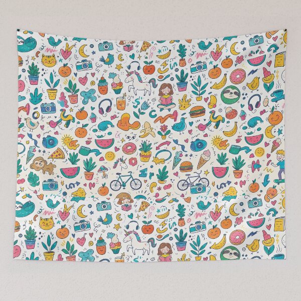Item preview, Unicorn Cute Hand Drawn Doodle Seamless Pattern Collection designed and sold by ART ATTACK ZONE.