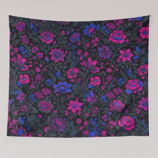Item preview, Neon Floral Dark Garden Botanical Pattern designed and sold by Owcomm.