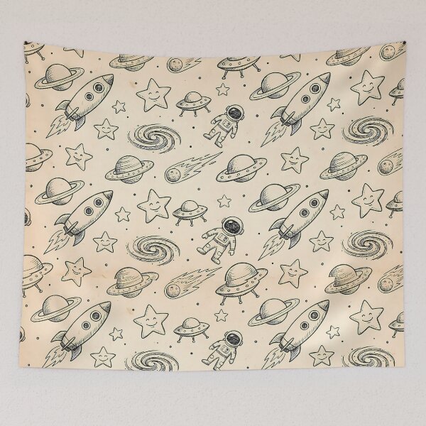 Item preview, Space Cute Hand Drawn Doodle Seamless Pattern Collection designed and sold by ART ATTACK ZONE.