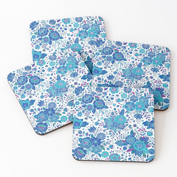 Item preview, Vibrant Blue Floral Folk Pattern designed and sold by Owcomm.
