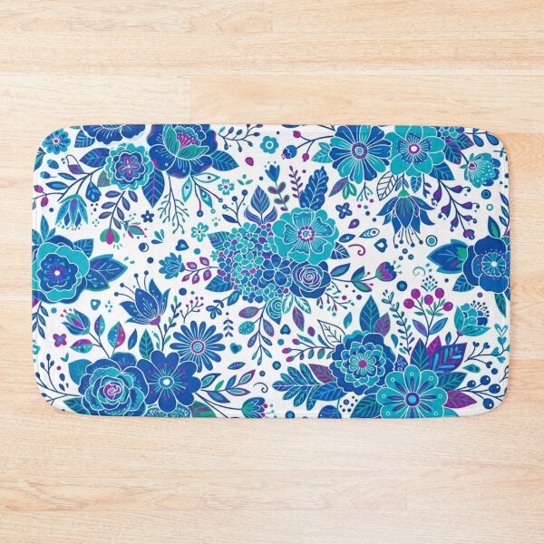 Item preview, Vibrant Blue Floral Folk Pattern designed and sold by Owcomm.
