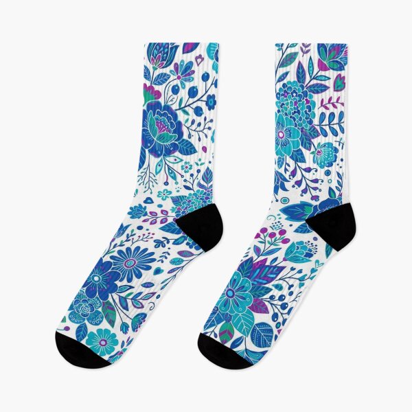 Item preview, Vibrant Blue Floral Folk Pattern designed and sold by Owcomm.