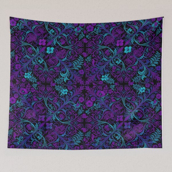 Item preview, Purple and Cyan Floral Damask Pattern designed and sold by Owcomm.