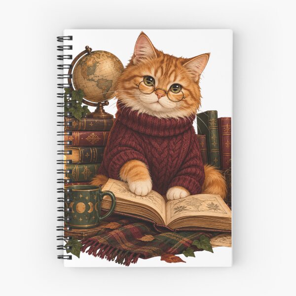 Item preview, Dark Academia Cat with Books designed and sold by CanArtVision.