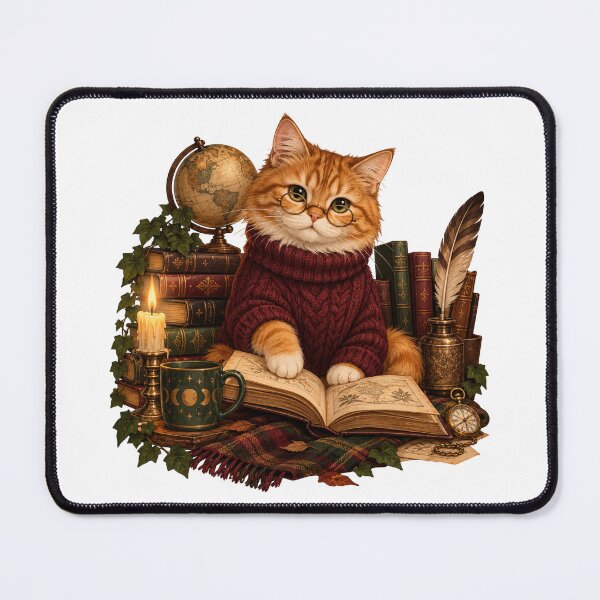 Item preview, Dark Academia Cat with Books designed and sold by CanArtVision.