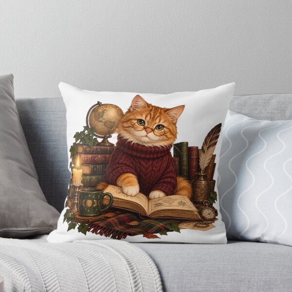 Item preview, Dark Academia Cat with Books designed and sold by CanArtVision.