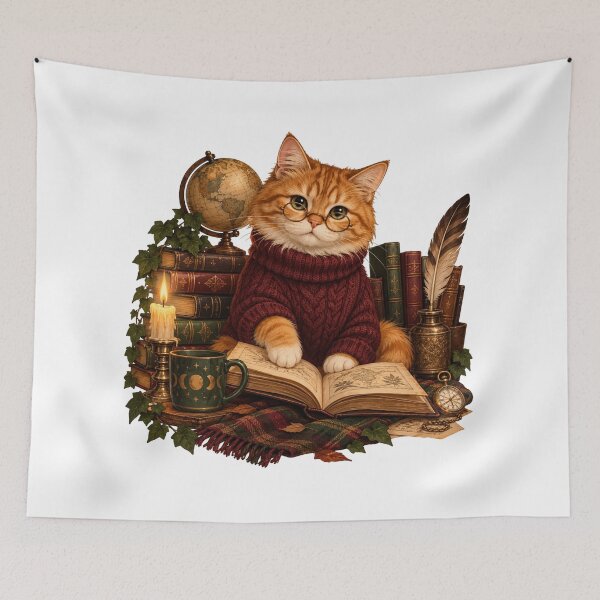 Item preview, Dark Academia Cat with Books designed and sold by CanArtVision.