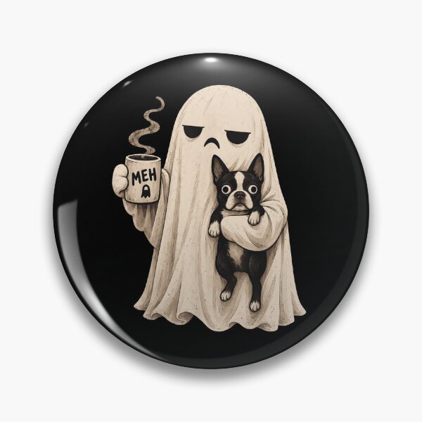 Item preview, Ghost Holding Coffee Meh And Boston Terrier Cute Spooky Halloween Dog Fan Apparel designed and sold by Sendowart.
