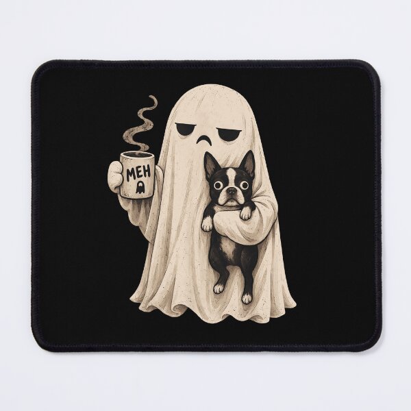 Item preview, Ghost Holding Coffee Meh And Boston Terrier Cute Spooky Halloween Dog Fan Apparel designed and sold by Sendowart.