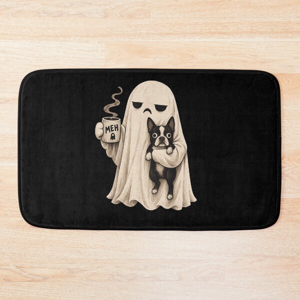 Item preview, Ghost Holding Coffee Meh And Boston Terrier Cute Spooky Halloween Dog Fan Apparel designed and sold by Sendowart.