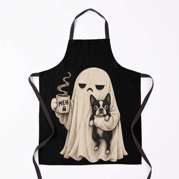 Item preview, Ghost Holding Coffee Meh And Boston Terrier Cute Spooky Halloween Dog Fan Apparel designed and sold by Sendowart.