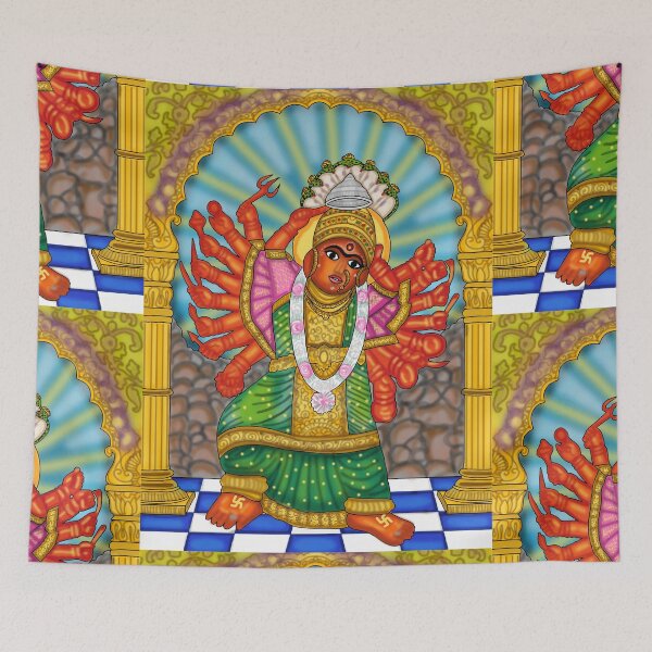Item preview, Goddess Saptashrungi Digital Drawing | Durga Hindu Goddess Artwork  Description designed and sold by Harshit_Digital_Arts.