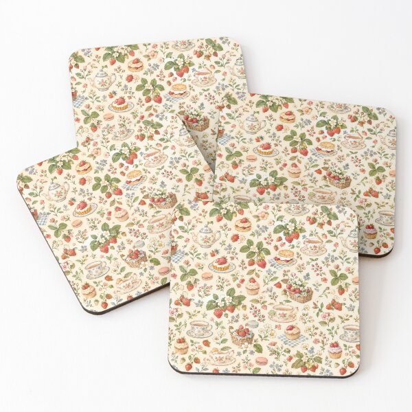 Item preview, Strawberry Cottagecore Tea Pattern designed and sold by Kooyana04.